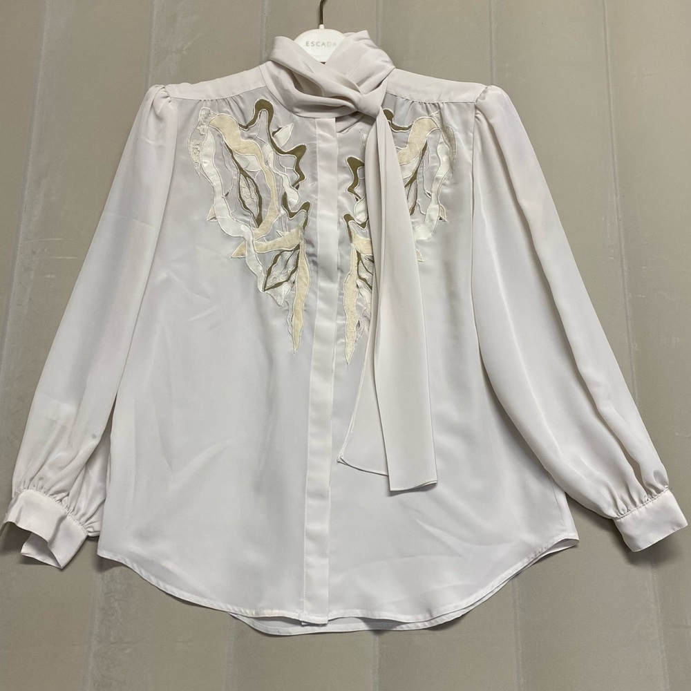 Vintage Sir James Womens Blouse Funnel Neck Tie Collar Victorian Edwardian